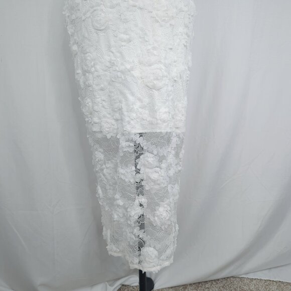 Xscape Lace Dress 4 White Midi Bridal Sleeveless - Picture 4 of 12